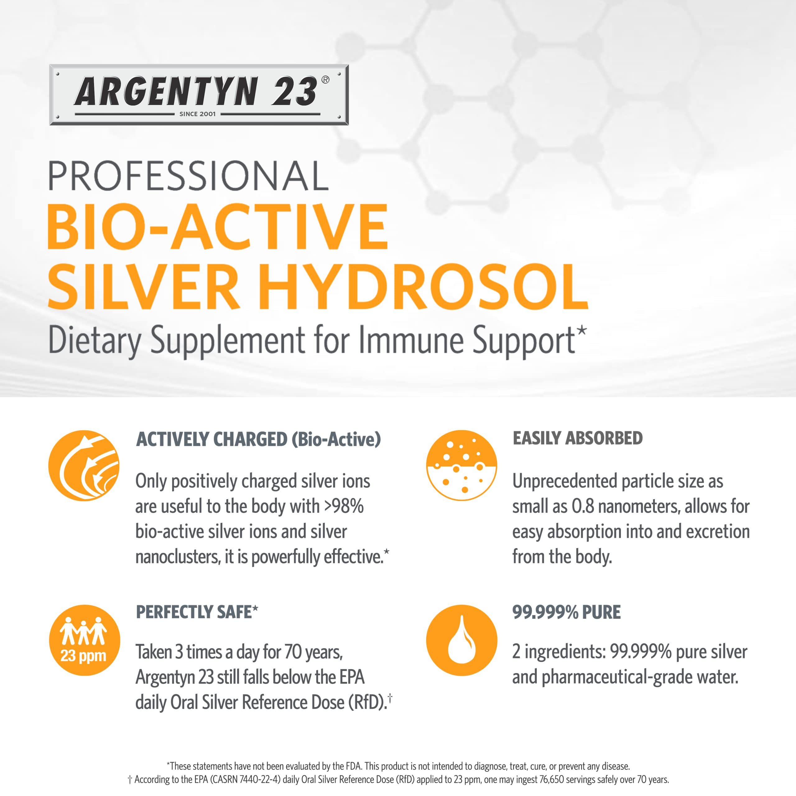 Argentyn 23 Professional Immune Support – Bio-Active Silver Hydrosol, 23 ppm, 32 fl oz