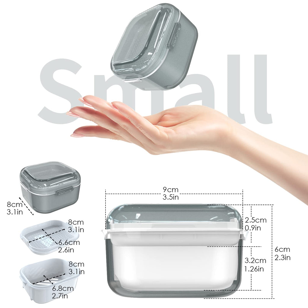 ARGOMAX Denture Case - Denture Cup for Soaking & Thorough Cleaning (Not Leak-Proof) - Grey