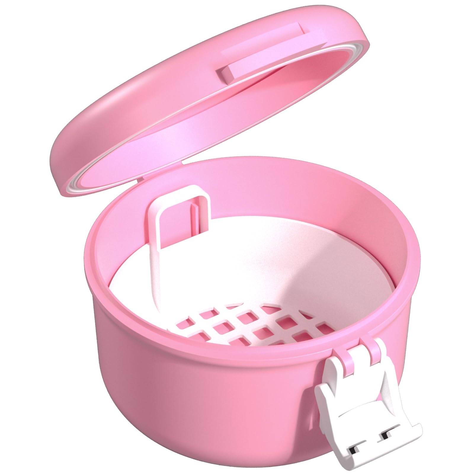 ARGOMAX Leak-Proof Retainer Cleaner Case for Dentures | Travel Denture Cup Pink & White