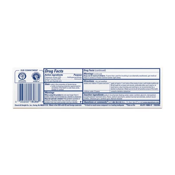 ARM & HAMMER Sensitive Teeth & Gums Toothpaste 4.5 oz (Pack of 5) | Baking Soda Formula