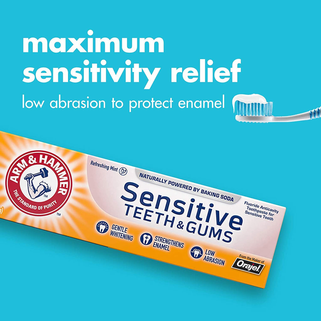 ARM & HAMMER Sensitive Teeth & Gums Toothpaste 4.5 oz (Pack of 5) | Baking Soda Formula