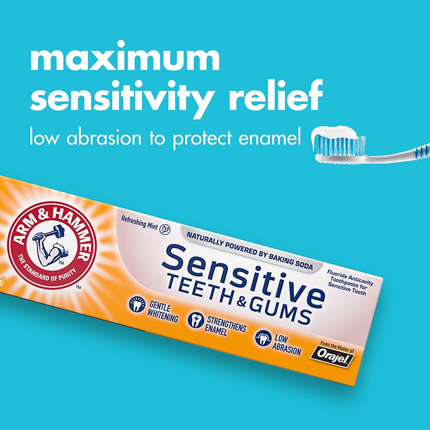 ARM & HAMMER Sensitive Teeth & Gums Toothpaste 4.5 oz (Pack of 5) | Baking Soda Formula