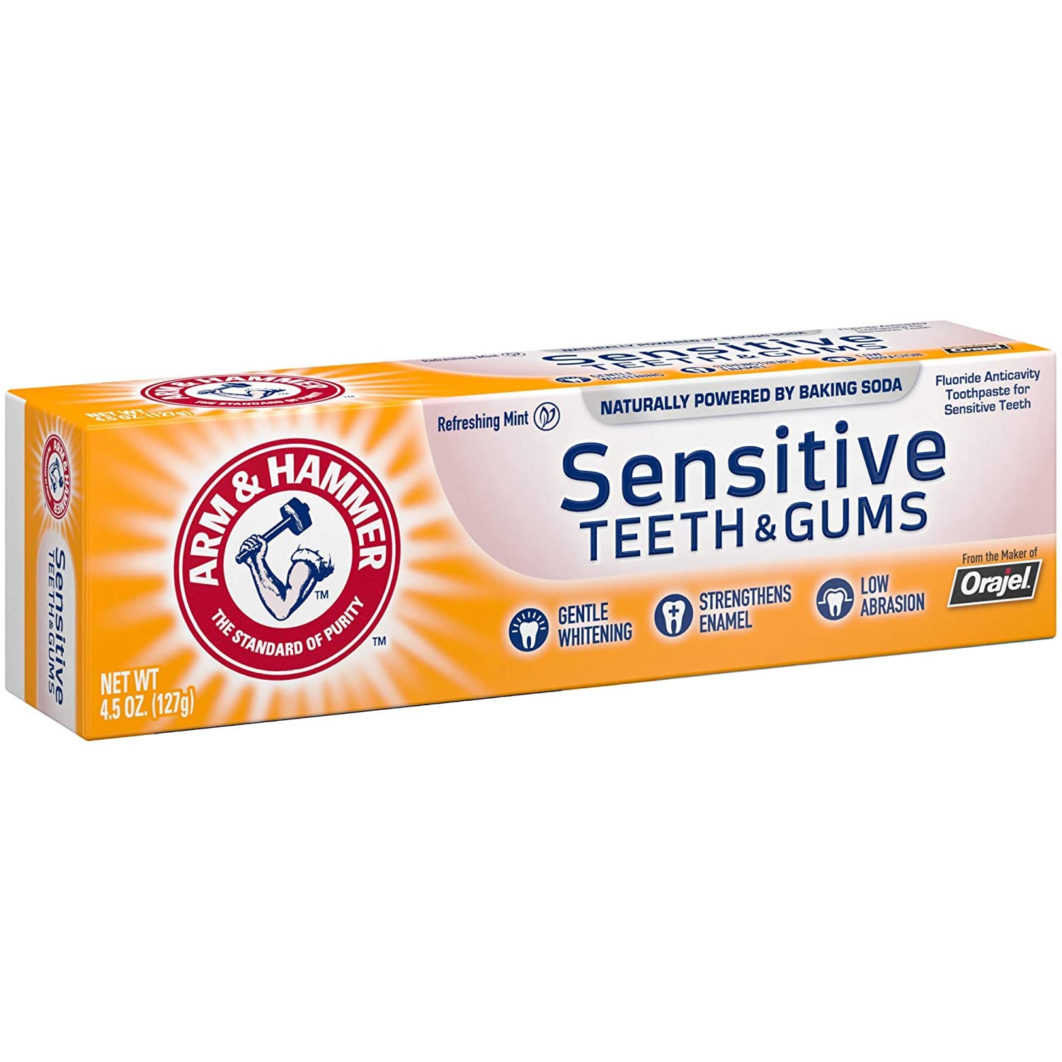 ARM & HAMMER Sensitive Teeth & Gums Toothpaste 4.5 oz (Pack of 5) | Baking Soda Formula