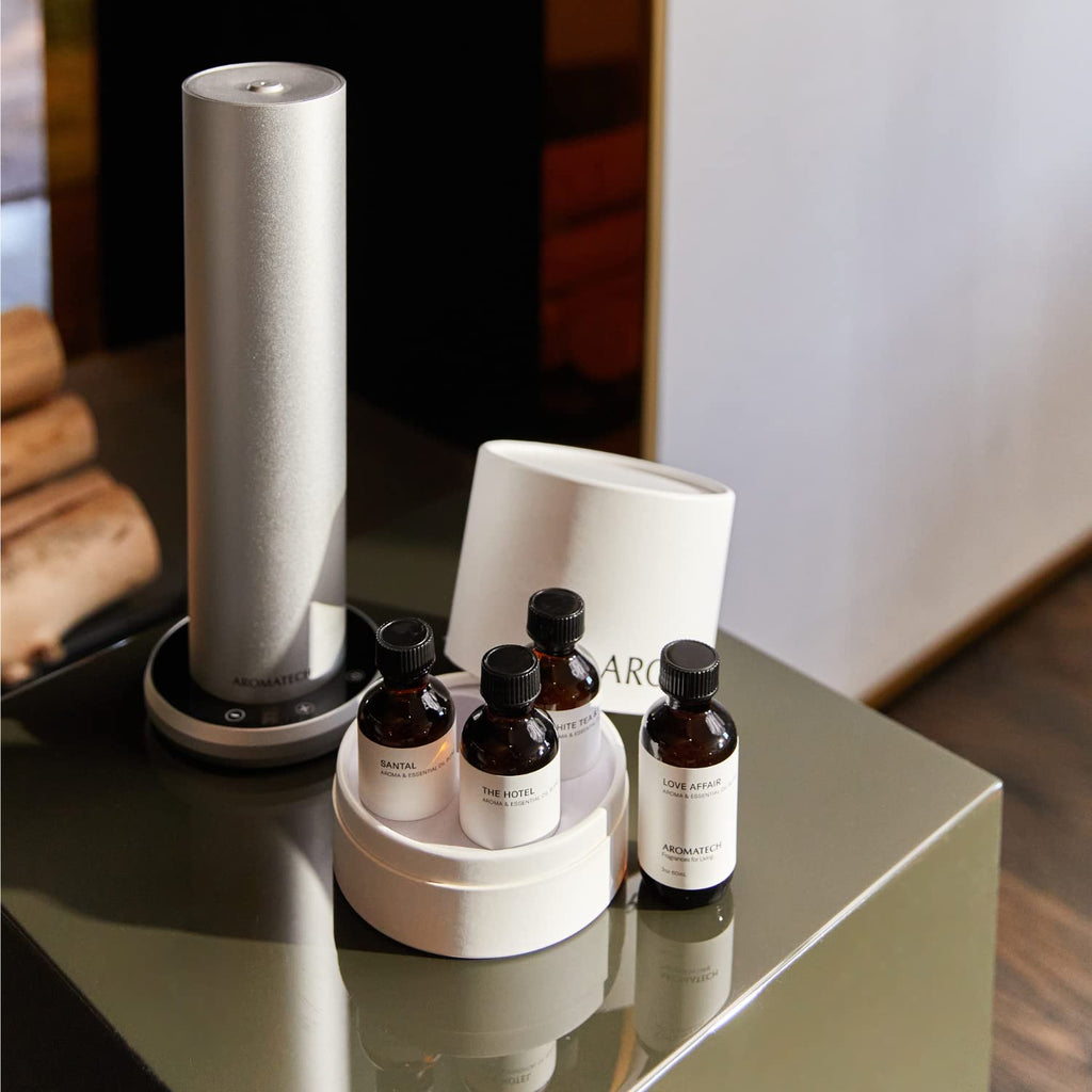AromaTech The Bestsellers Set | Gift Set of Aroma Diffuser Essential Oils Blend of Santal, The Hotel, White Tea & Thyme, and Love Affair - 10 mL (4 Pack)