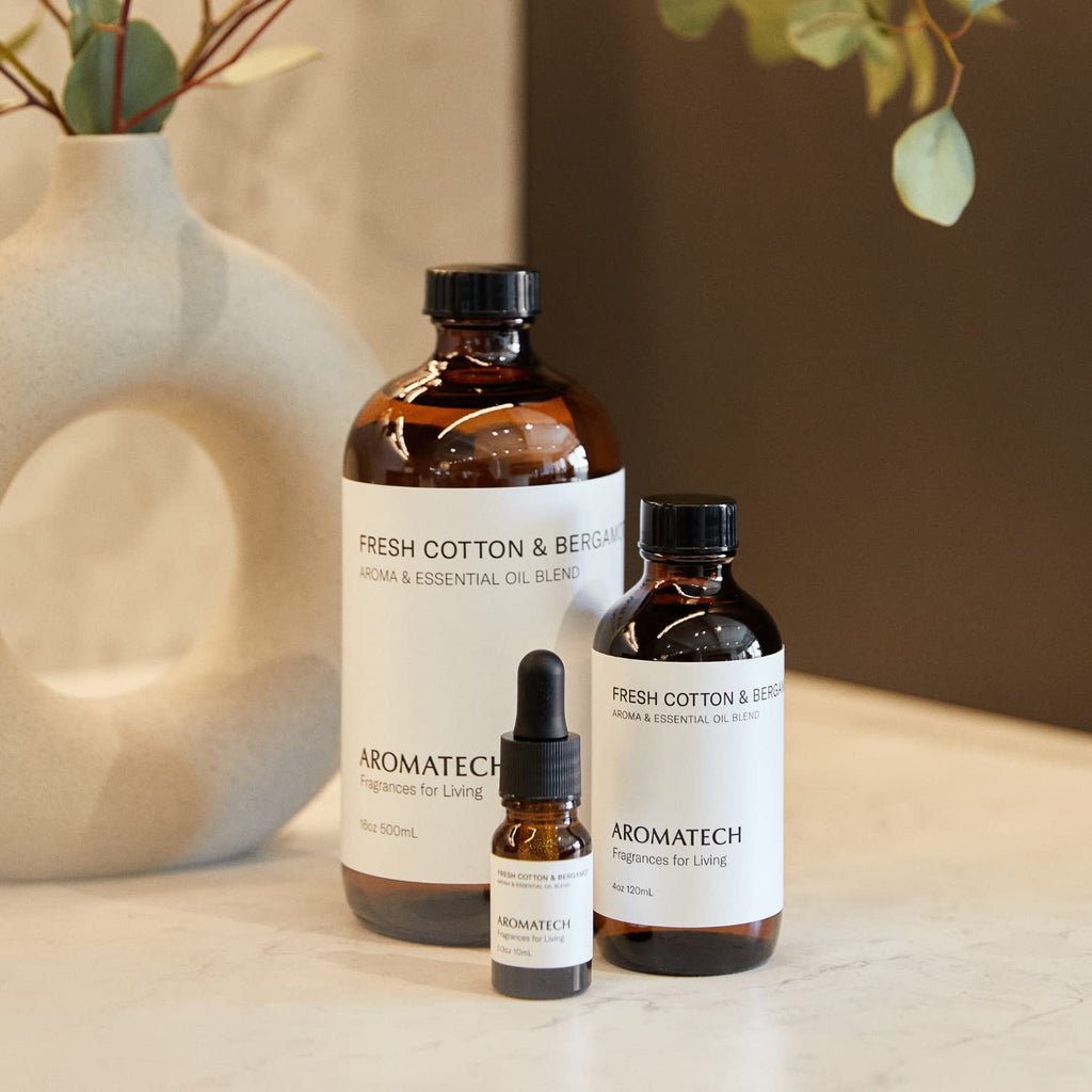 Aromatech Fresh Cotton & Bergamot Essential Oil Blend | Luxury Diffuser Oil 4 oz (120 mL)