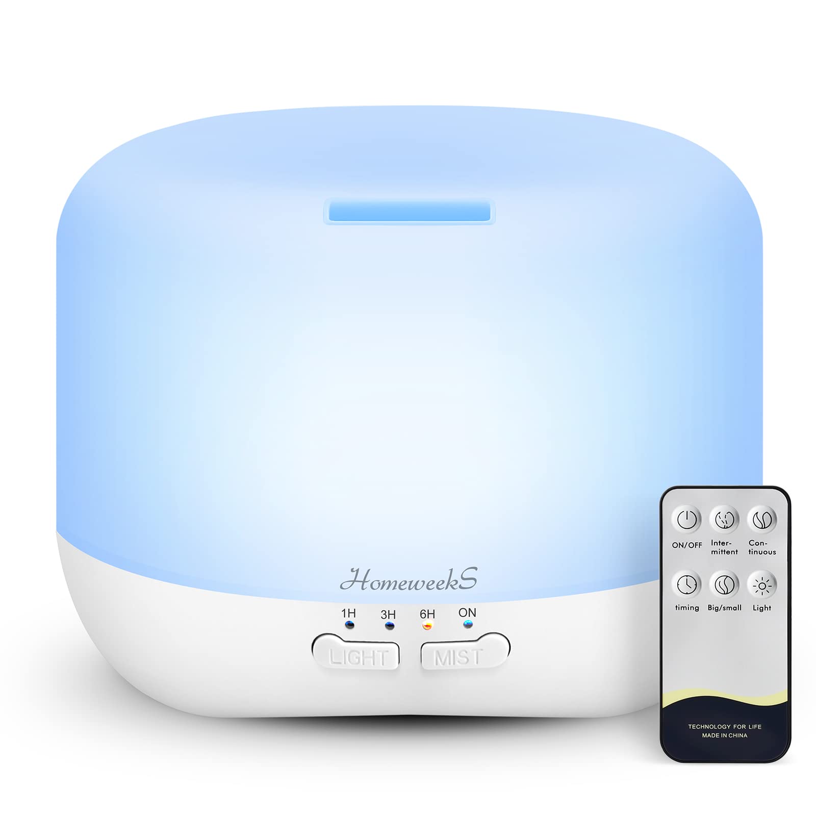 Aromatherapy Diffuser 500ml White – Adjustable Cool Mist & Auto-Off Humidifier for Large Rooms