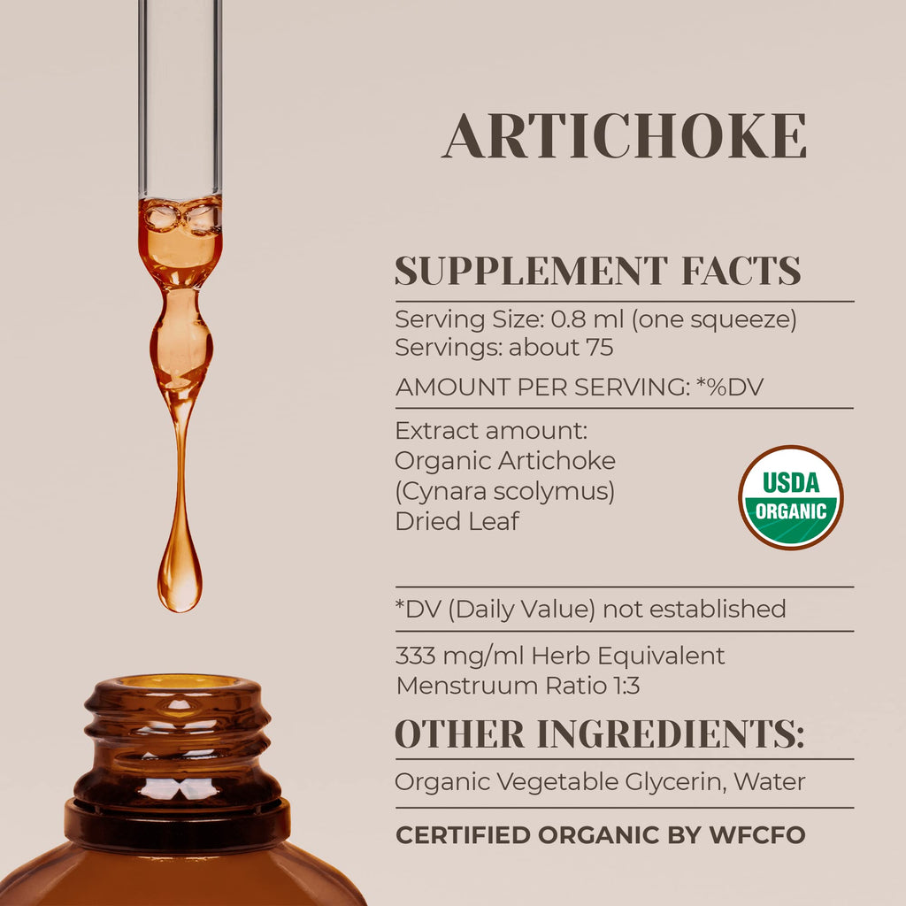 Artichoke USDA Organic Alcohol-Free Extract - High-Potency Tincture (2 oz)