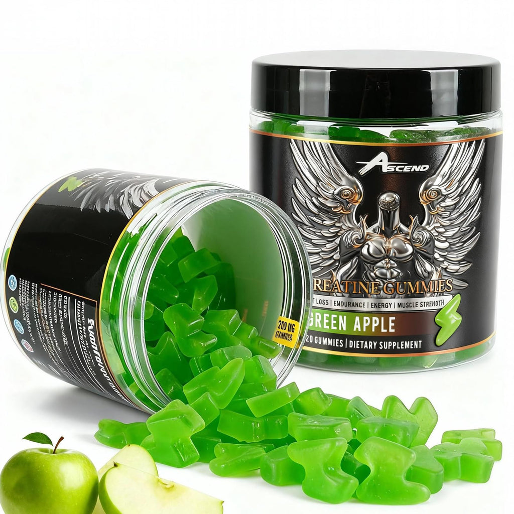 Ascend Creatine Monohydrate Gummies - 5000mg per Serving | Green Apple, 30 Servings