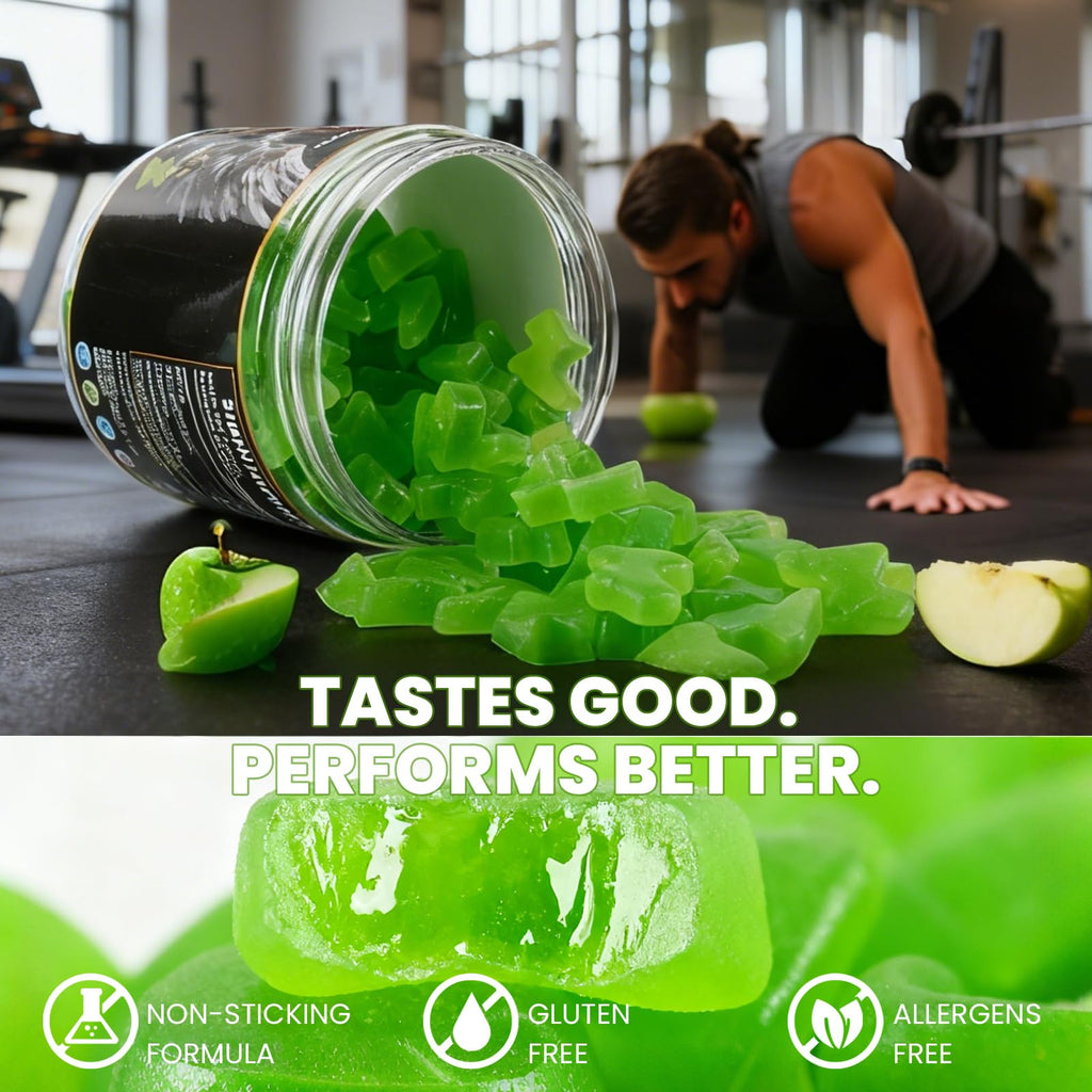 Ascend Creatine Monohydrate Gummies - 5000mg per Serving | Green Apple, 30 Servings