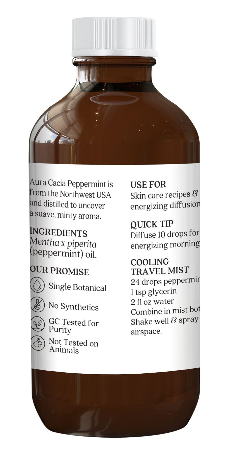 Aura Cacia 100% Pure Peppermint Essential Oil | GC/MS Tested | 4 fl oz | Mentha piperita