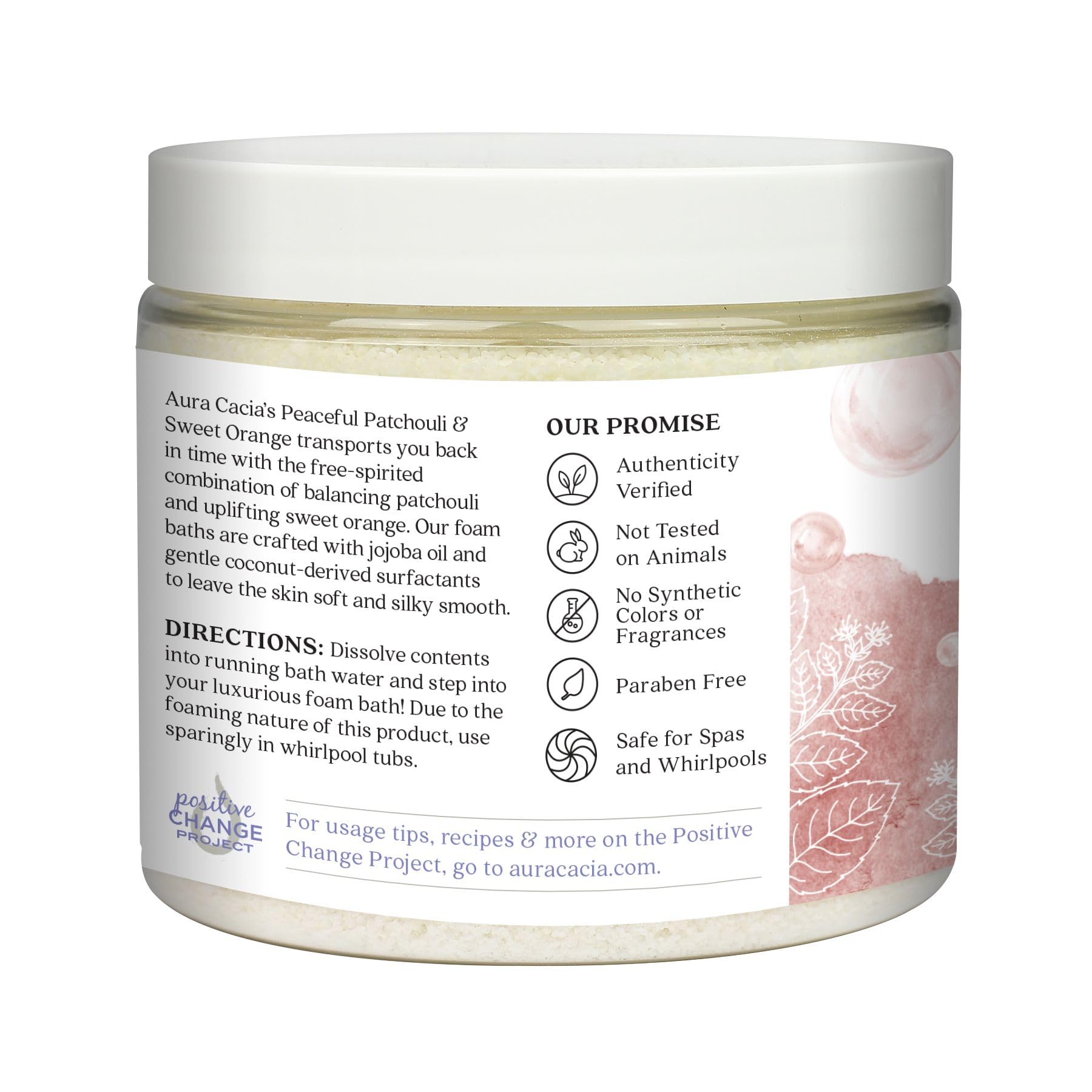 Aura Cacia Aromatherapy Foam Bath Peaceful Patchouli and Sweet Orange | 14 oz