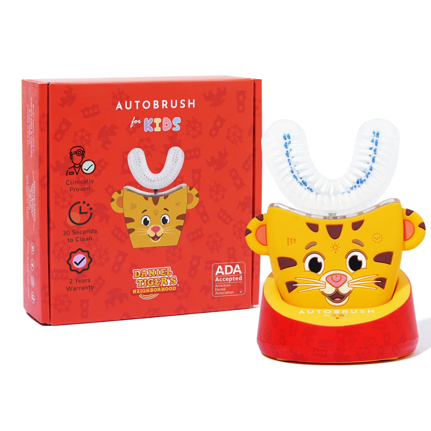autobrush Kids Electric Toothbrush – ADA Accepted U-Shaped, 5.1x Cleaning, 30s, 360° Coverage, Daniel Tiger