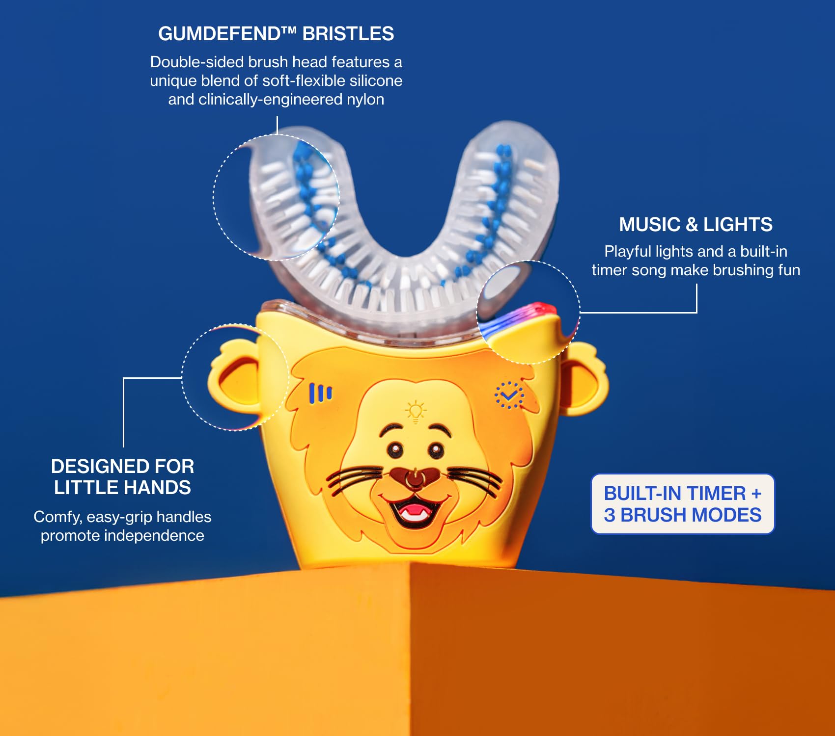 autobrush Kids Electric Toothbrush – ADA-Accepted U-Shaped, 5.1x Plaque Removal, 30s 360° Cleaning, Ages 9-12, Dinosaur