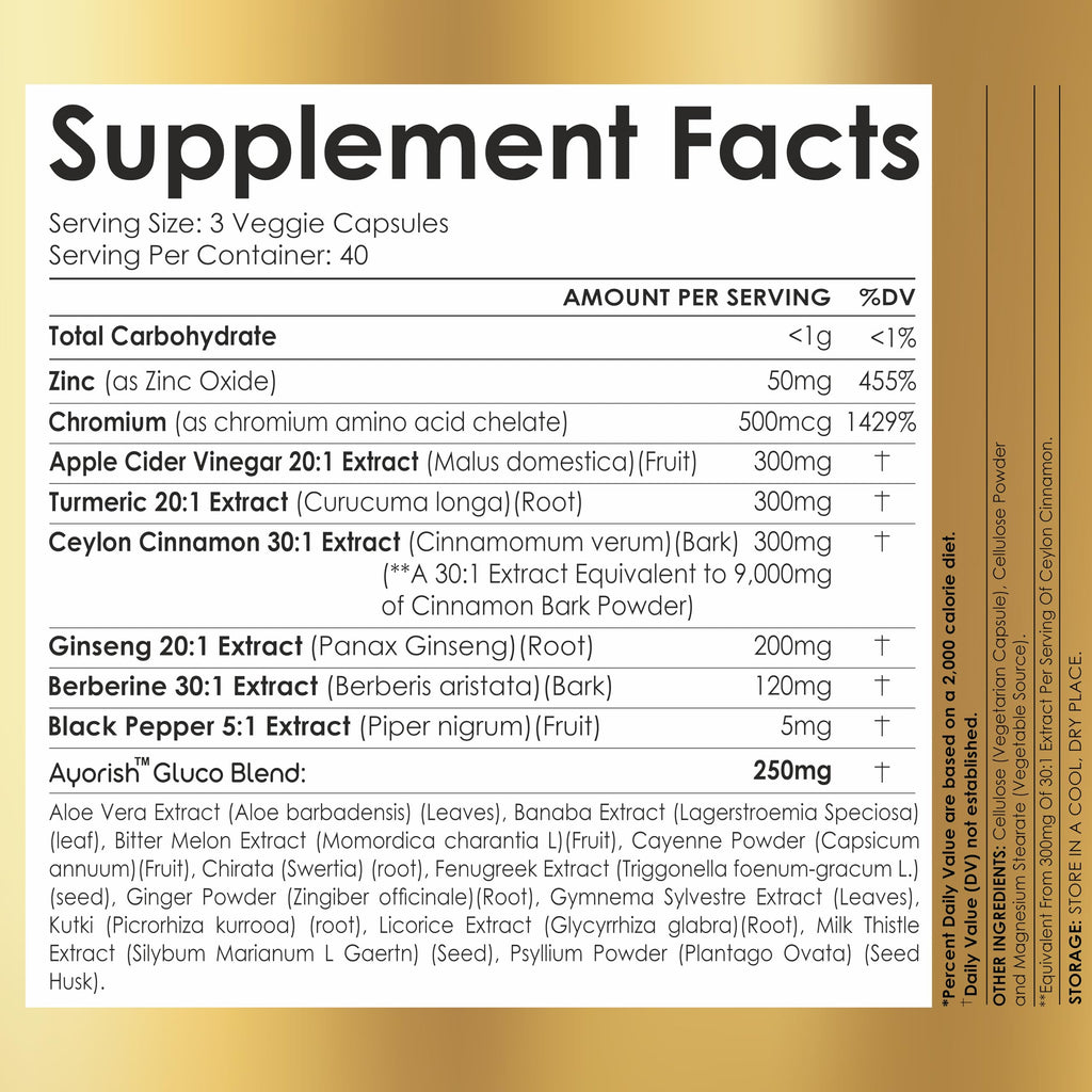 Ayorish Ceylon Cinnamon Capsule 30:1 Extract Equivalent to 9000mg | Turmeric, Ginseng, Apple Cider Vinegar Berberine Plus Bitter Melon Gymnema, Kutki, Chirata 120 Veg Capsules – 60 Days Supply