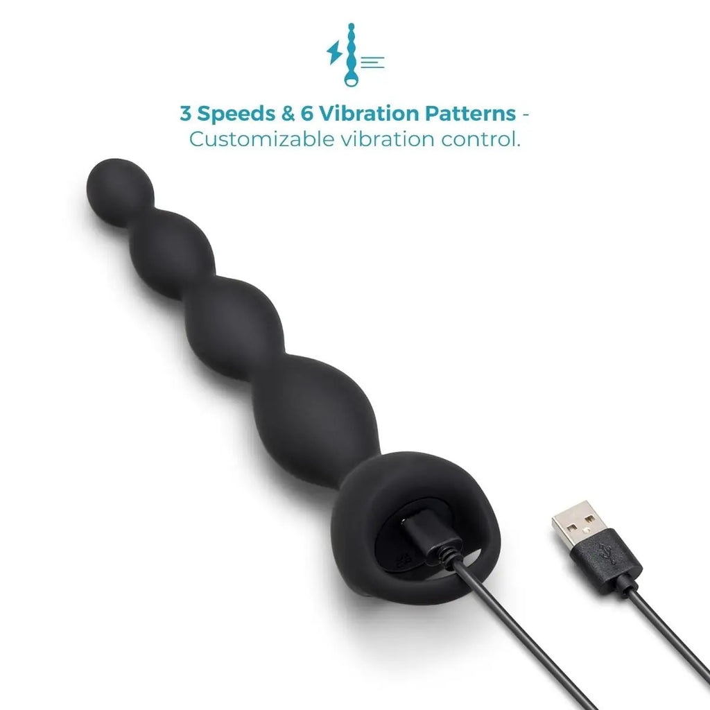 b-Vibe 6.5 Inch Tapered Vibrating Anal Beads Silicone 9 Functions Massager