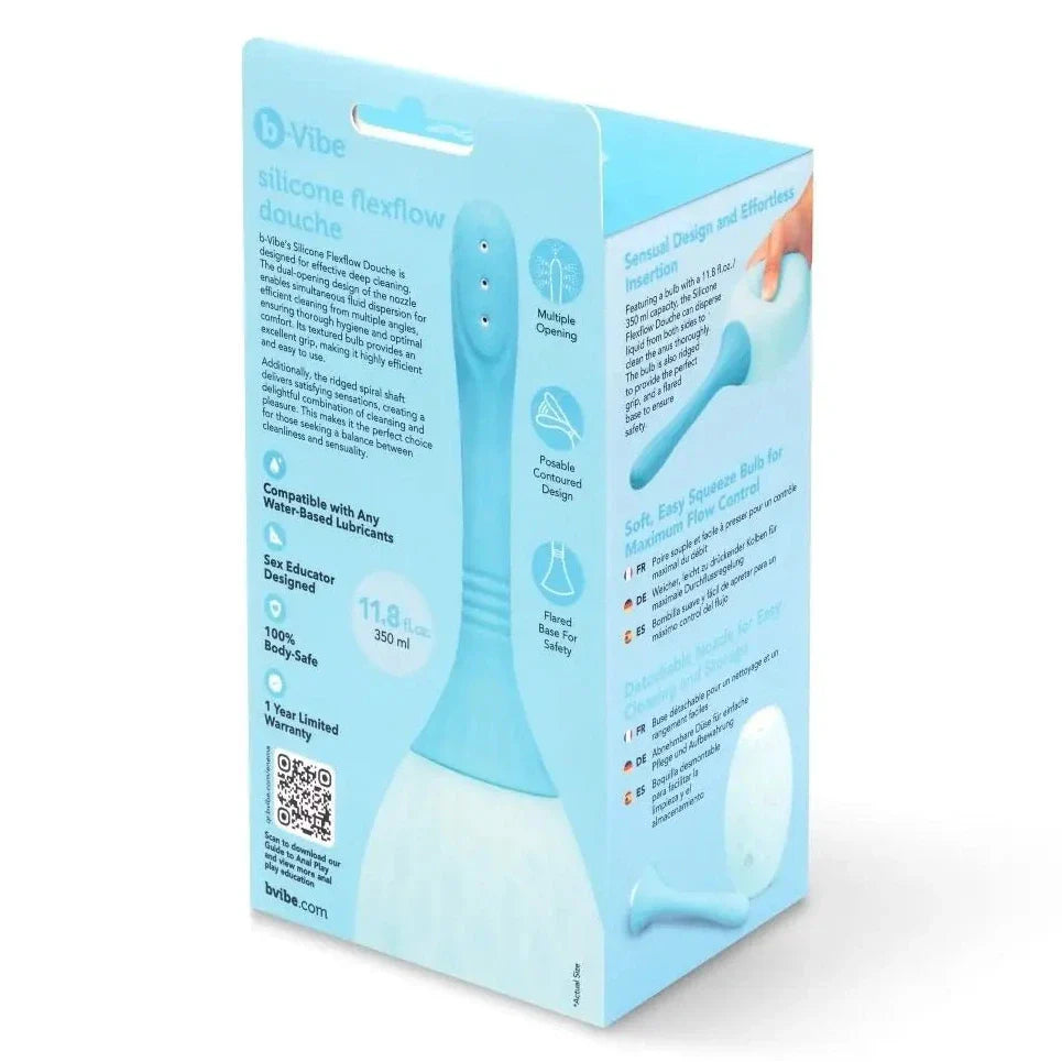 b-Vibe Silicone Flexflow Douche 350ml Anal Enema Curved Nozzle Cleaning