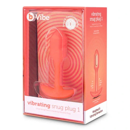 b-Vibe Vibrating Snug Plug 1 Orange Anal Weighted Silicone Butt Plug