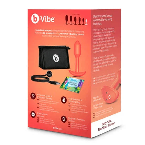 b-Vibe Vibrating Snug Plug 1 Orange Anal Weighted Silicone Butt Plug
