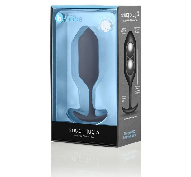 b-Vibe Anal Snug Plug 3 Silicone Weighted Butt Plug Black Lime Green Teal Orange