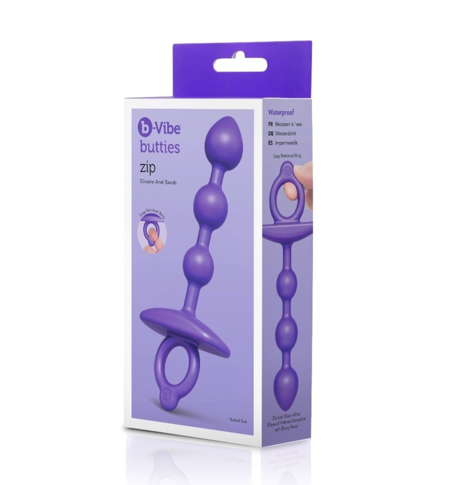 b-Vibe Butties Zip Anal Beads Butt Plug Dildo Prostate Massager Silicone