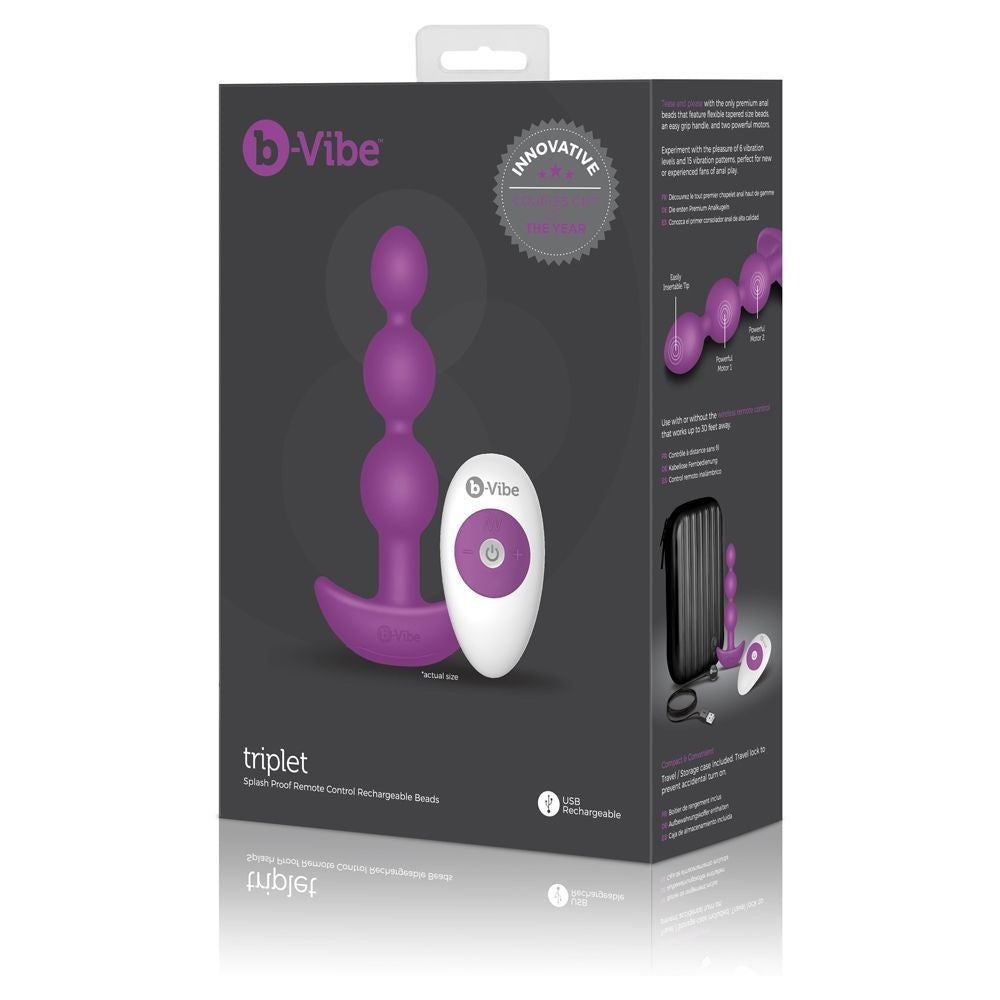 b-Vibe Triplet Remote Vibrating Anal Beads Butt Plug Prostate Massager Silicone