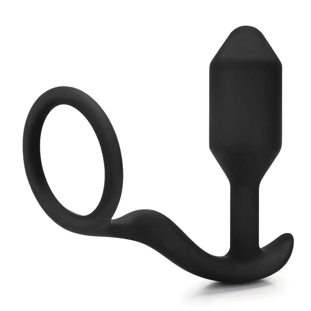 b-Vibe Vibrating Snug & Tug Anal Butt Plug Black Silicone Prostate Massager Cock Ring Medium