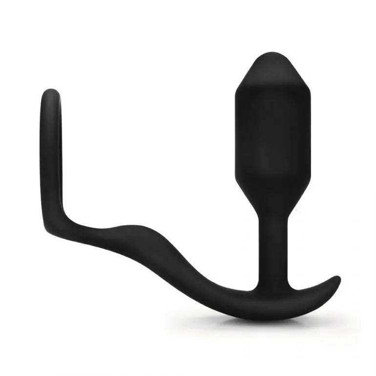 b-Vibe Vibrating Snug & Tug Anal Butt Plug Black Silicone Prostate Massager Cock Ring Medium