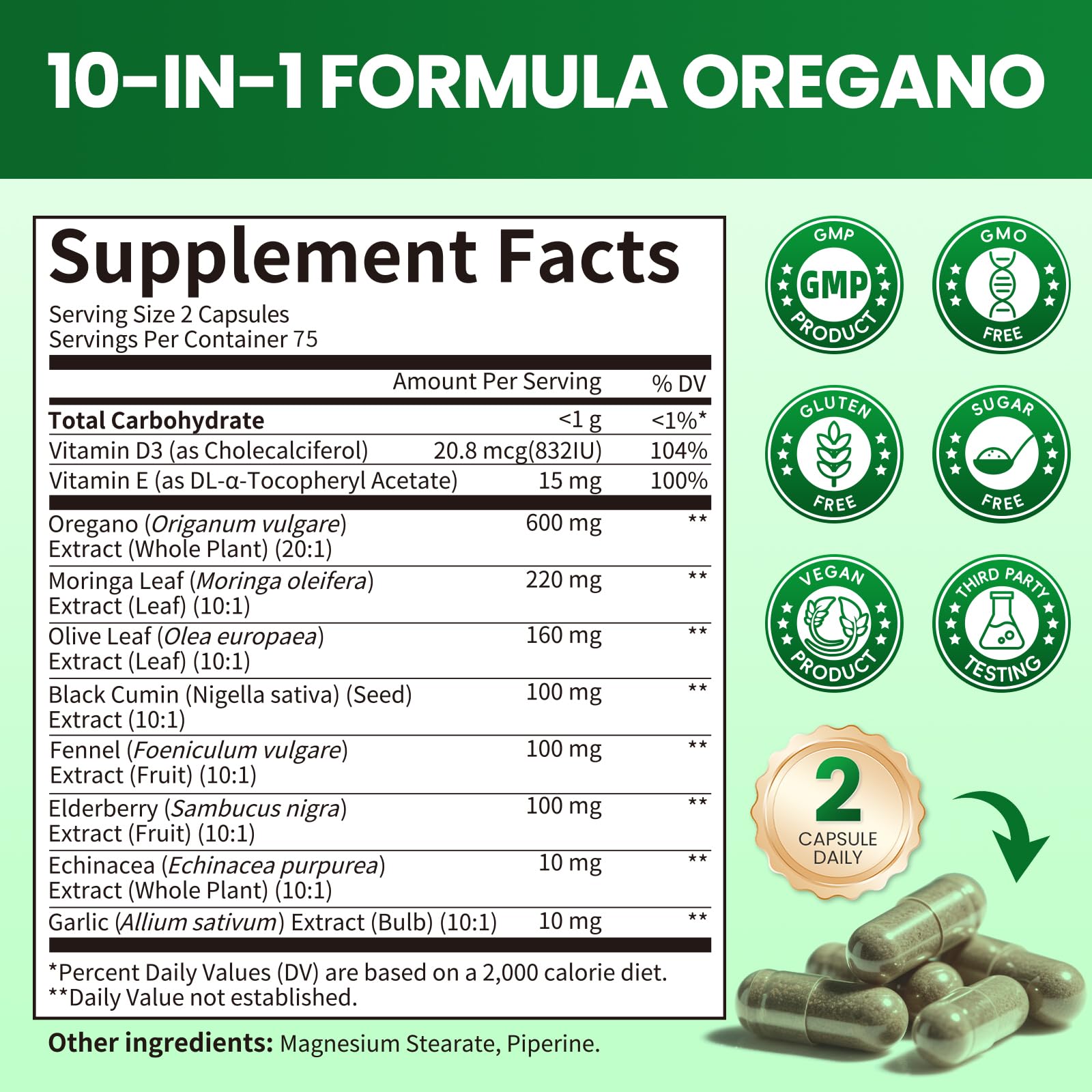 B BEWORTHS Oil of Oregano with Black Seed Oil – Carvacrol Oregano Oil Capsules for Immune & Digestive Support