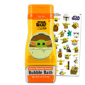 Baby Yoda Bubble Bath for Kids – 24 oz Citrus Starship Scent | Star Wars Mandalorian Bath Set with Stickers