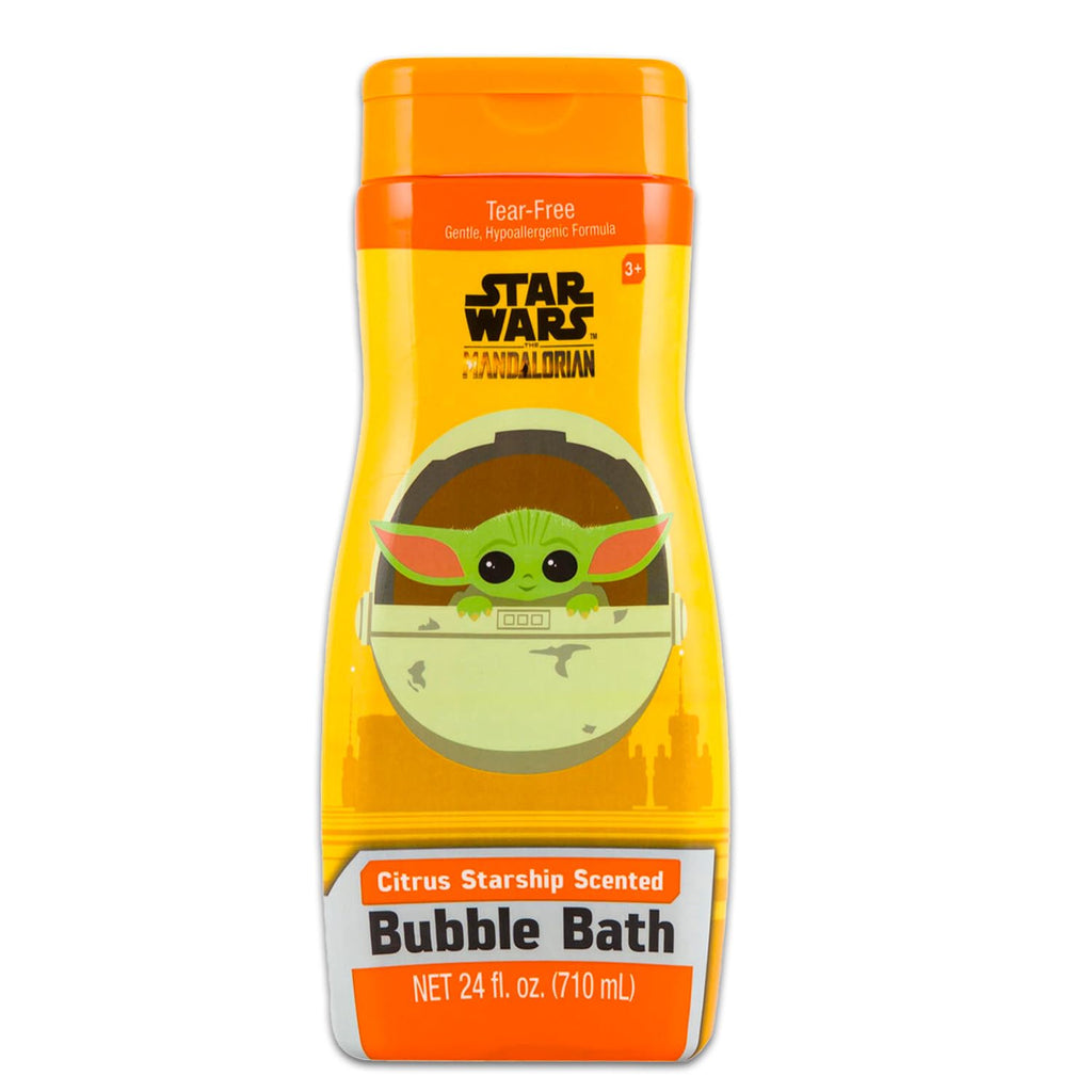 Baby Yoda Bubble Bath for Kids – 24 oz Citrus Starship Scent | Star Wars Mandalorian Bath Set with Stickers