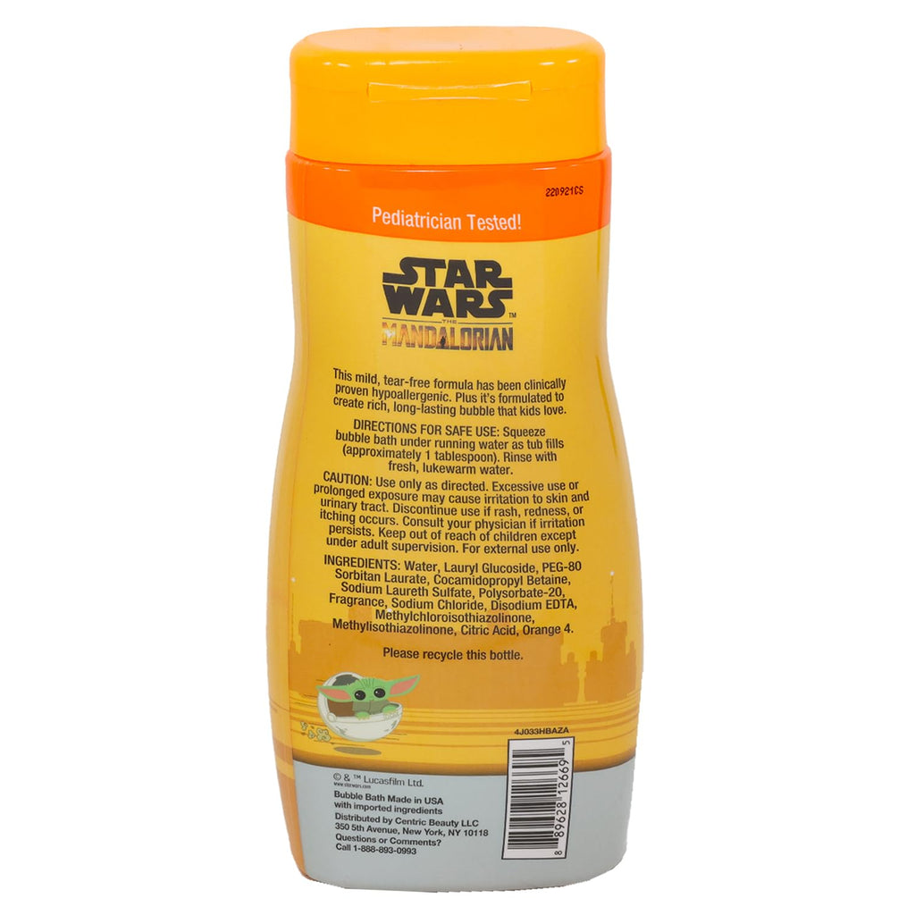 Baby Yoda Bubble Bath for Kids – 24 oz Citrus Starship Scent | Star Wars Mandalorian Bath Set with Stickers