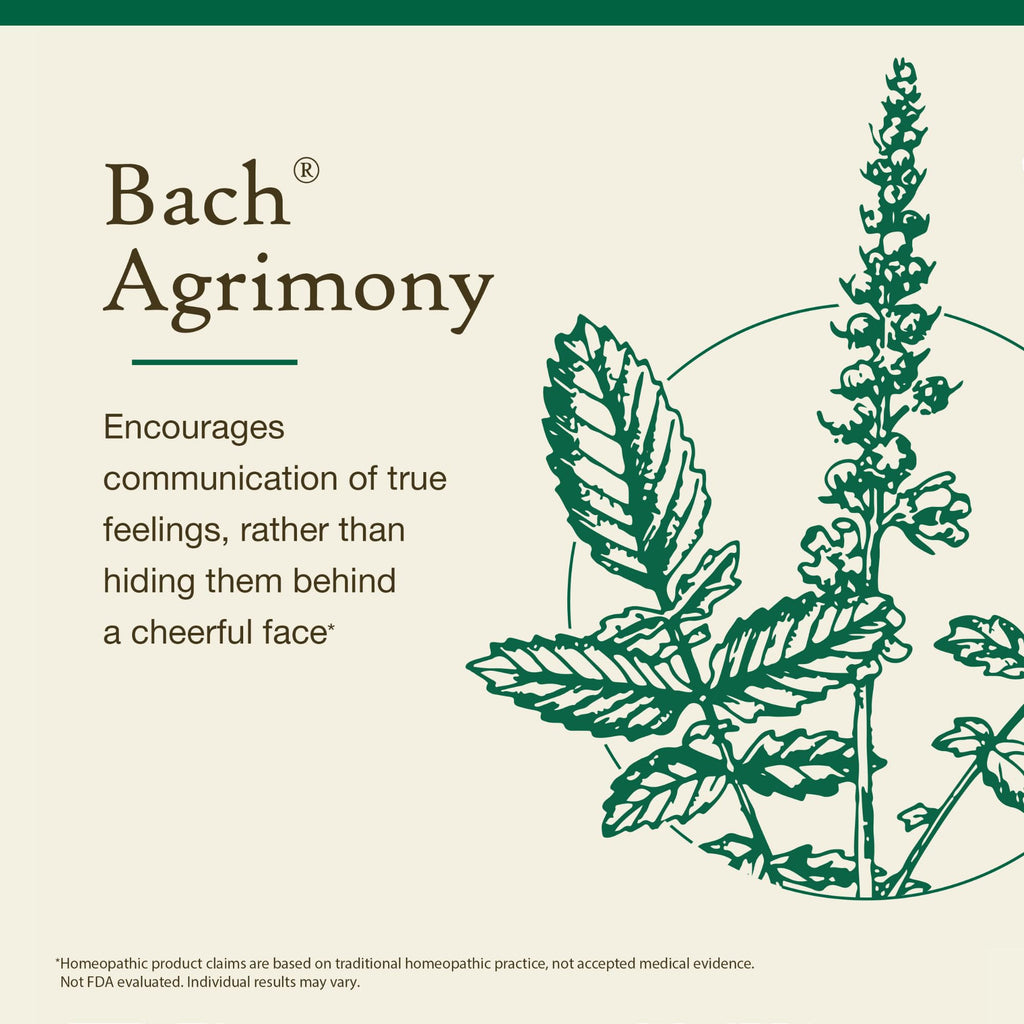 Bach Agrimony Original Flower Remedies - Communicate Openly, 20mL Dropper, Vegan