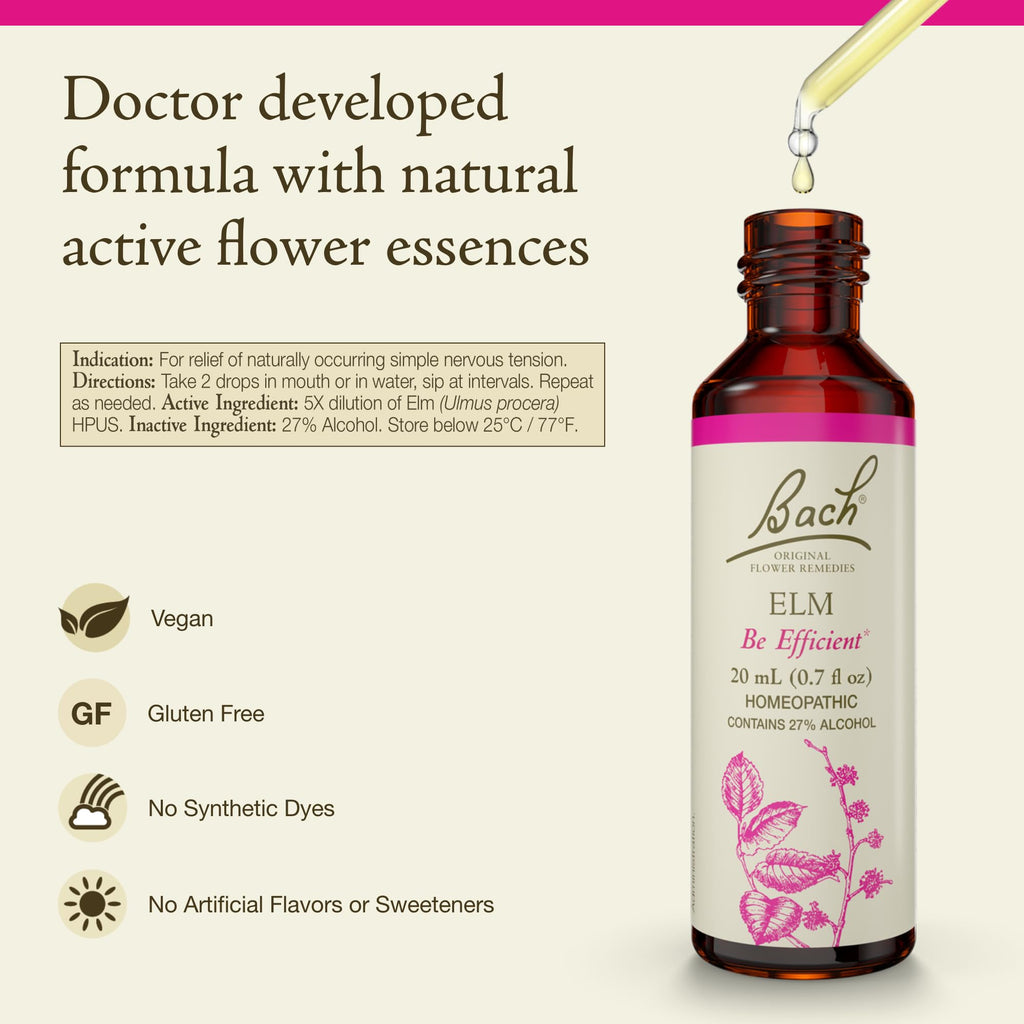 Bach Elm Original Flower Remedies – Be Efficient & Emotional Balance (20mL)