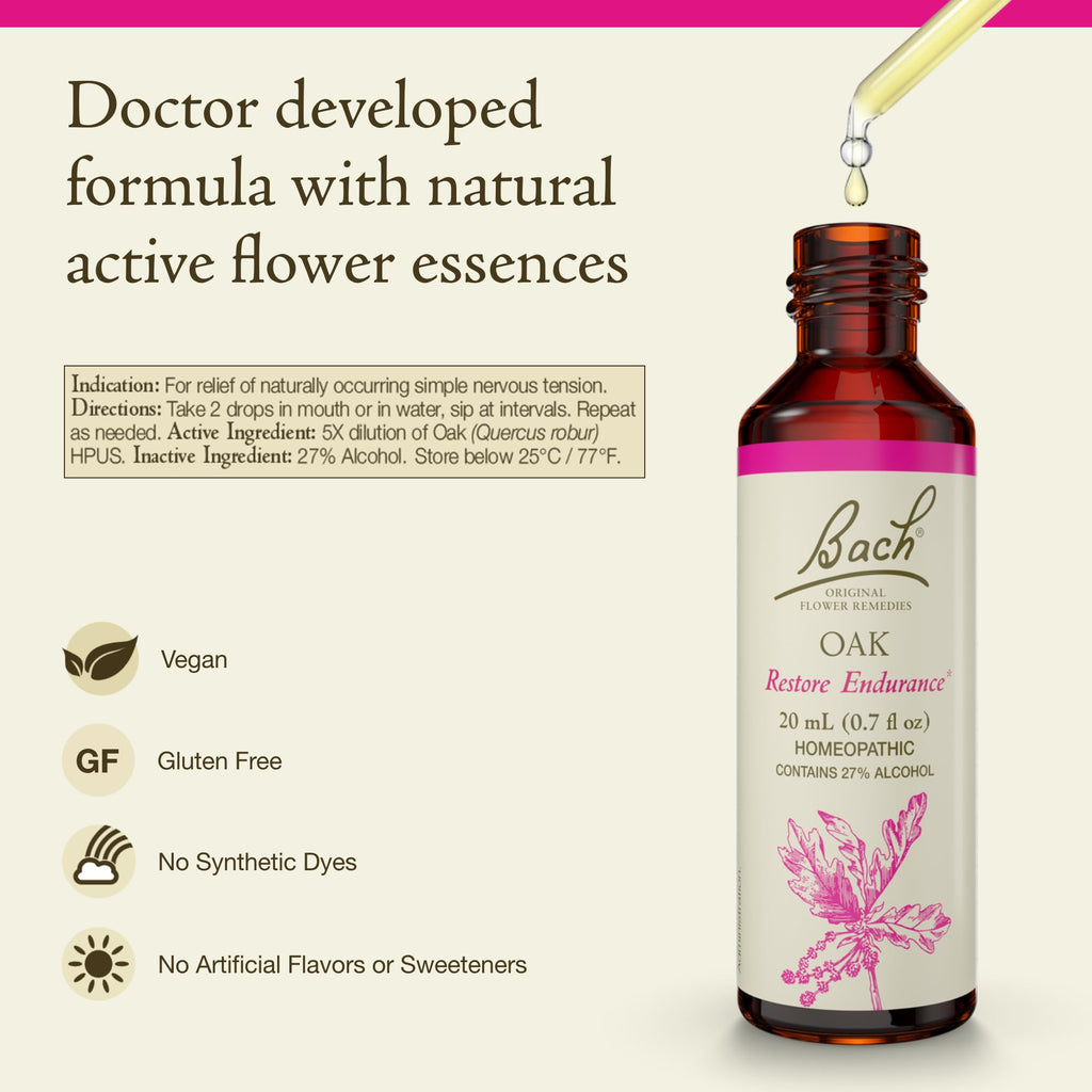 Bach Original Flower Remedies Oak – Restore Endurance | 20mL Dropper