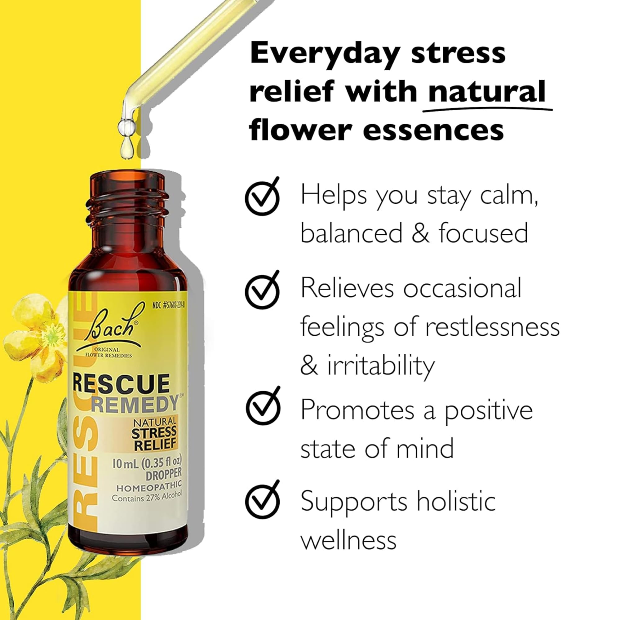 Bach Rescue Remedy Natural Stress Relief - Doctor-Developed Drops