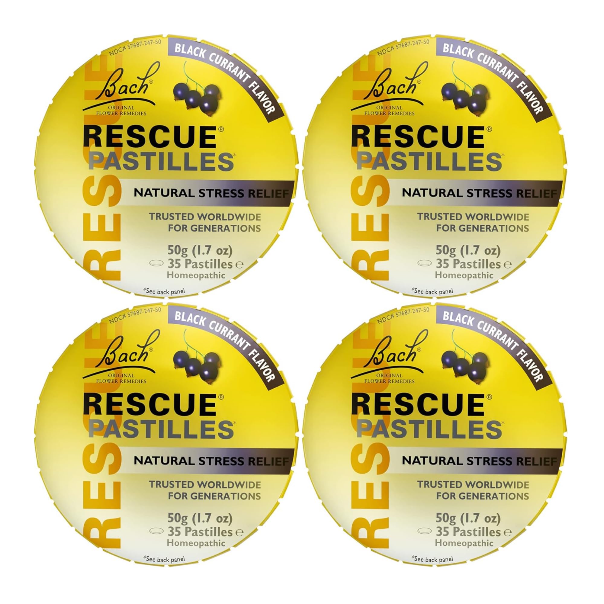Bach Rescue Remedy Pastilles - Black Currant, 1.7 oz (50 g), 4 Count | Homeopathic