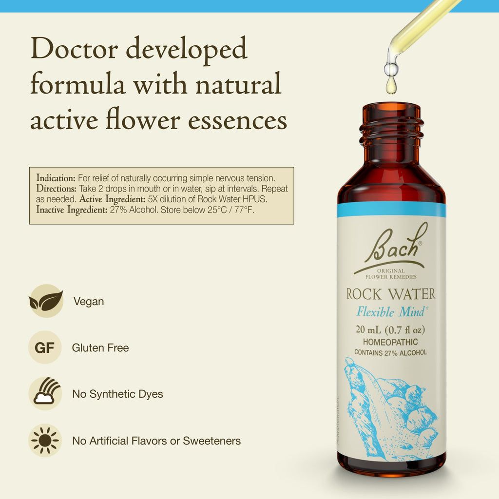 Bach Rock Water Flower Remedy – Flexible Mind, Emotional Balance | 20mL