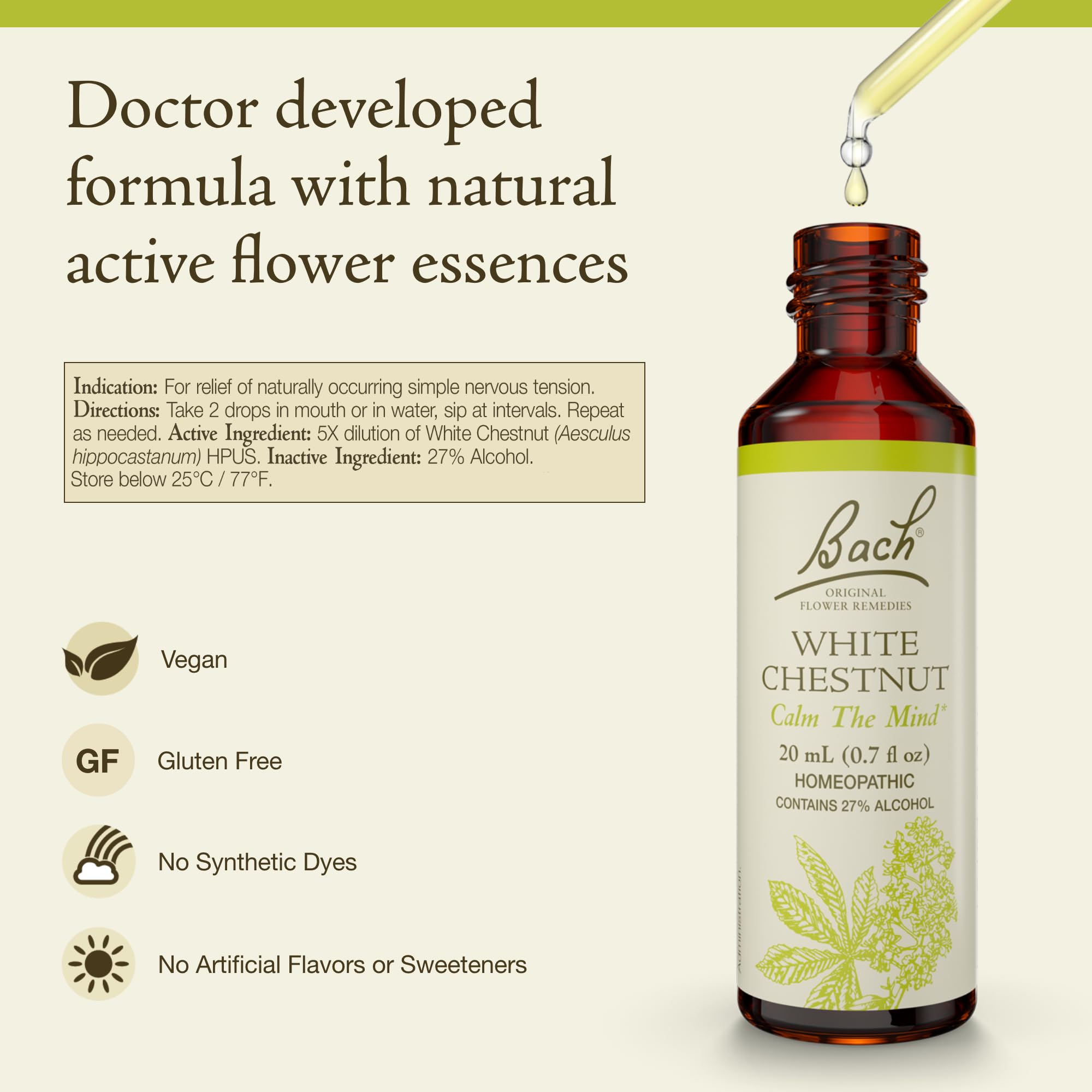 Bach White Chestnut Original Flower Remedies – Calm The Mind (20mL)