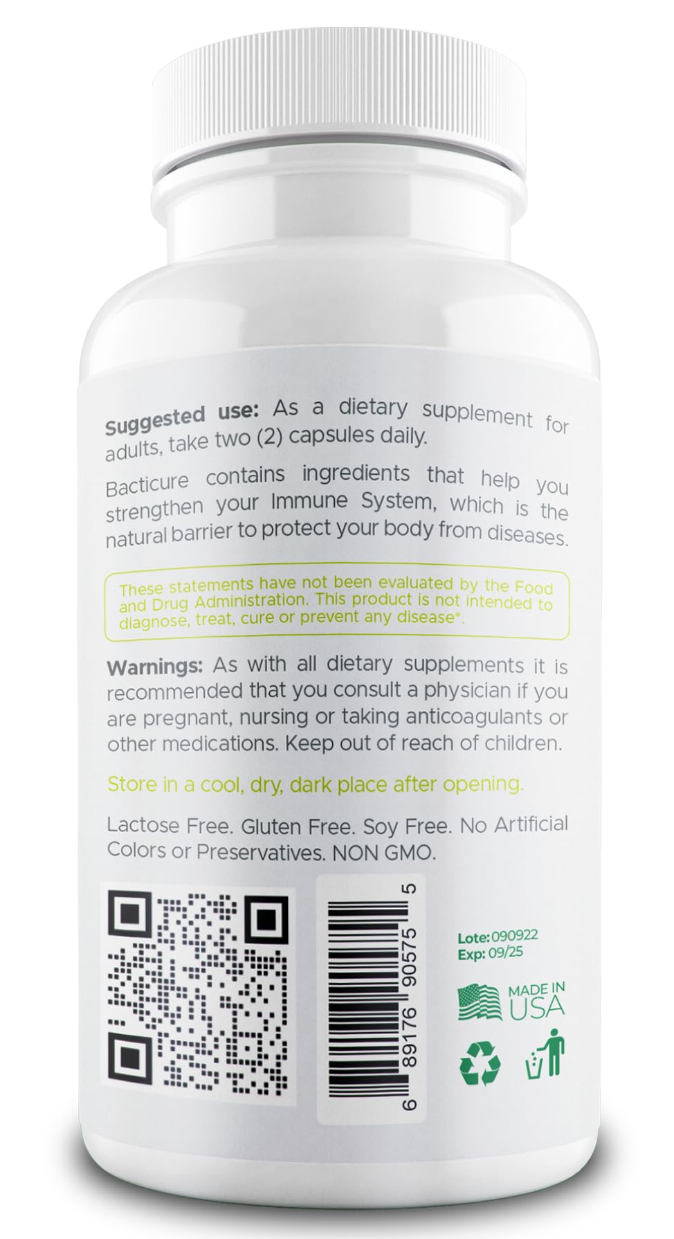 Bacticure Probiotic 180 Capsules | High-CFU Probiotics for Digestive Health, Vaginal Wellness & Immune Support
