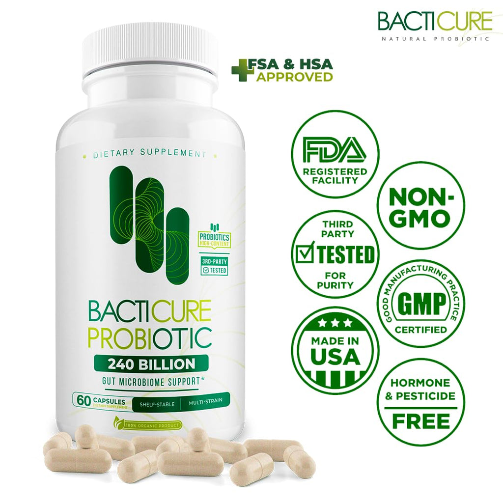 Bacticure Probiotic 180 Capsules | High-CFU Probiotics for Digestive Health, Vaginal Wellness & Immune Support