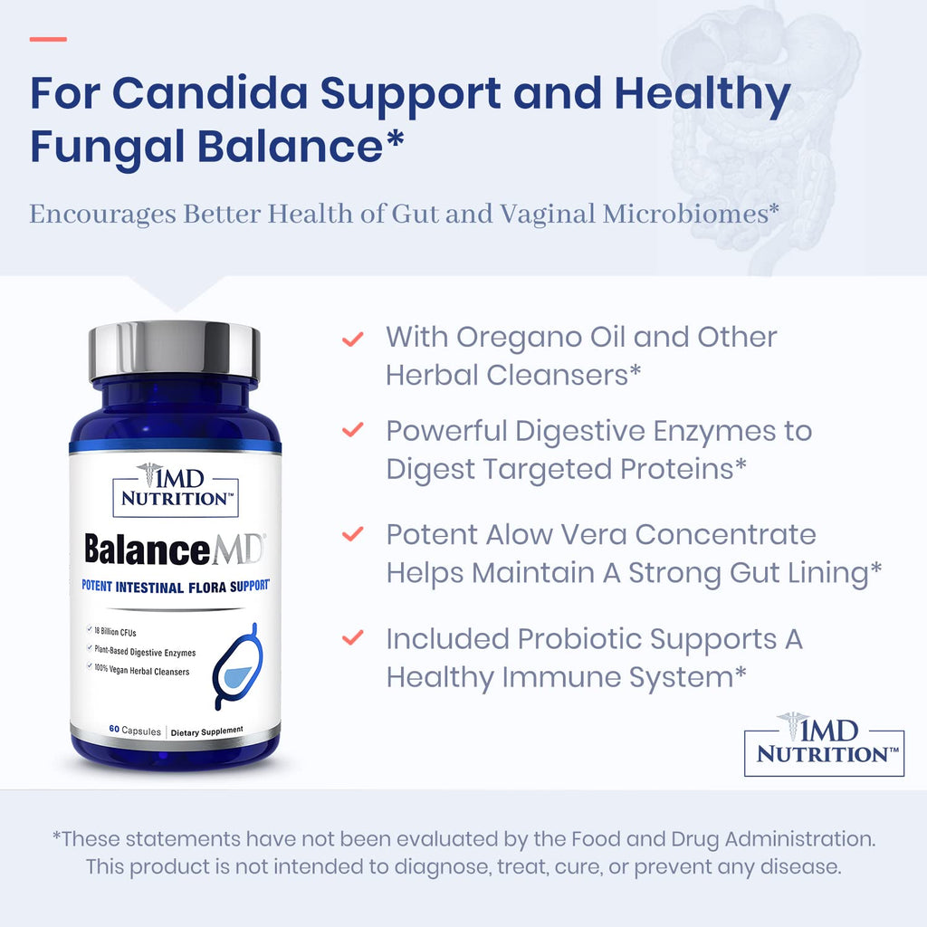 BalanceMD Vaginal Probiotics – 1MD Nutrition | Oregano & Caprylic Acid with Lactobacillus | 120 Capsules