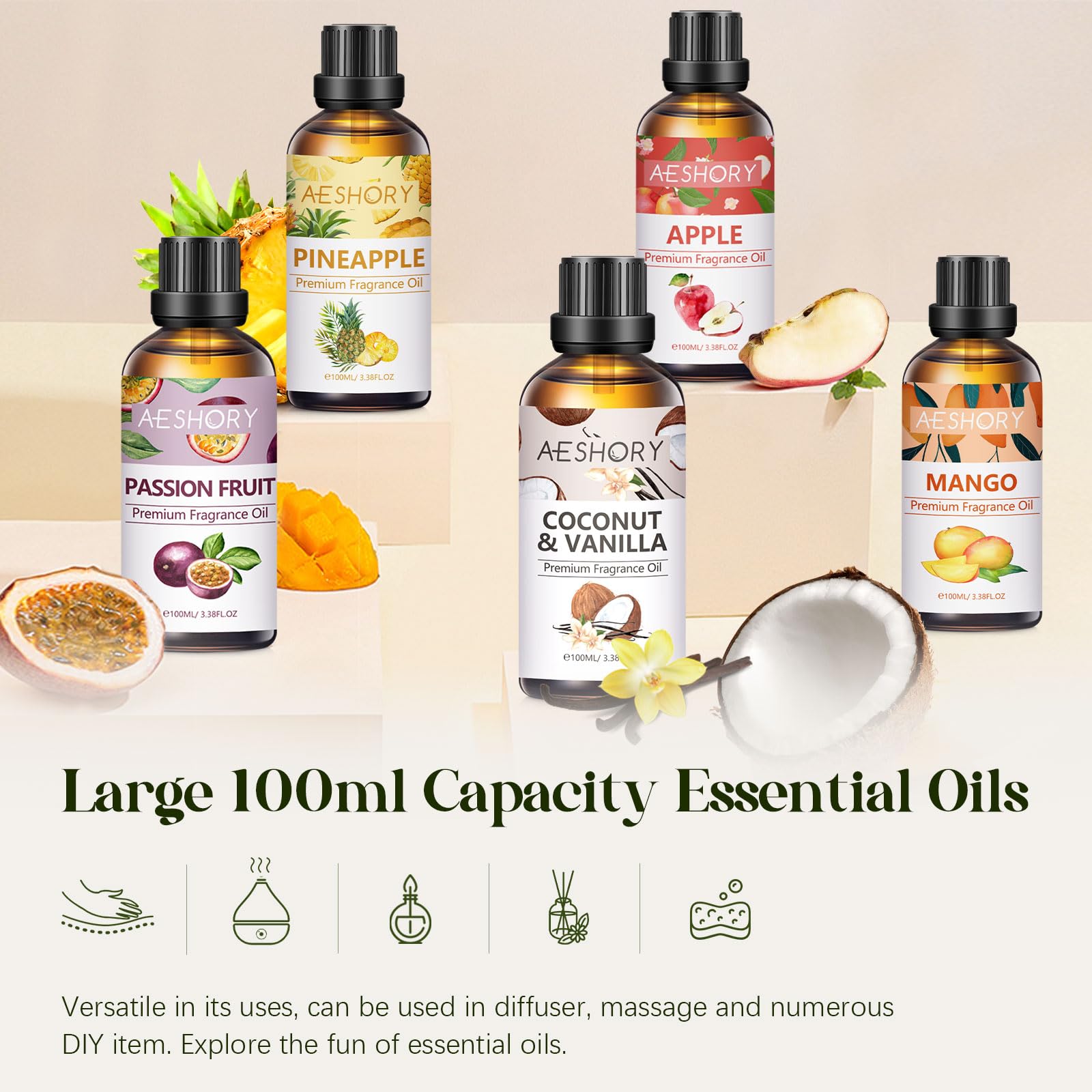Banana Fragrance Oil - 3.38 FL OZ (100 ml) | Aromatherapy Essential Oils for Diffusers, Massage, Soap & Candle Making