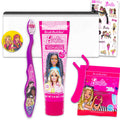 Barbie Oral Care Traveling Kit for Kids – Toothbrush Set with Cover, Toothpaste, Floss, and Travel Bag