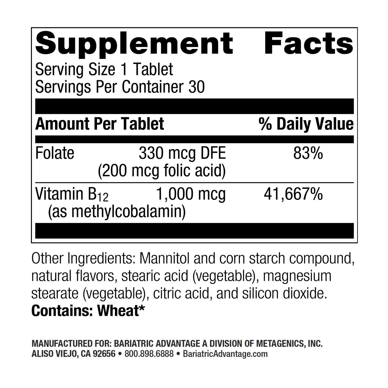 Bariatric Advantage B-12 Speedy Melts - 1000 mcg B12, 200 mcg Folic, Black Cherry, 30 ct