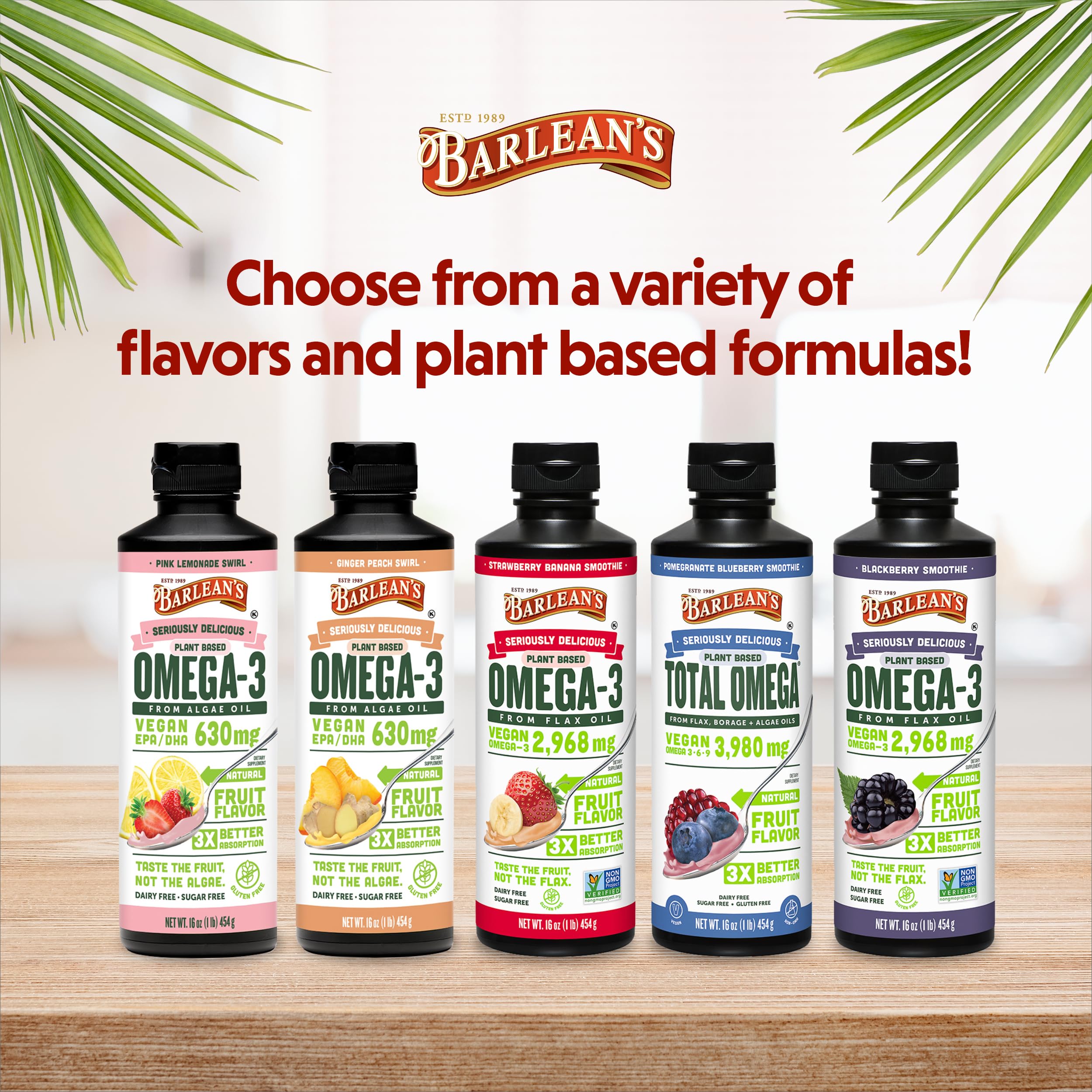 Barlean's Vegan Omega 3-6-9 Flaxseed Oil – Strawberry Banana, 16 oz