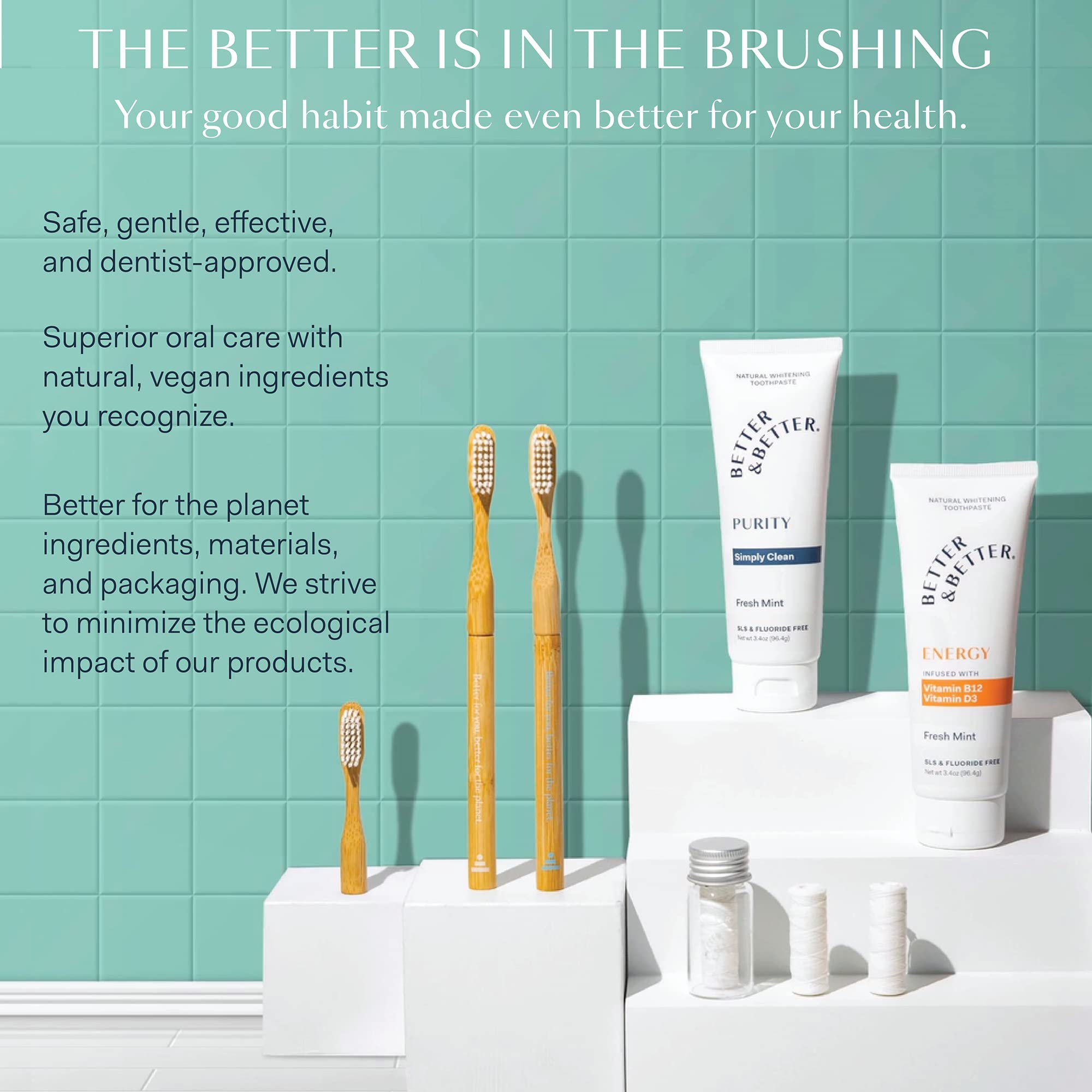 Better & Better Natural Dental Floss Refill Pack – Plant-Based, Vegan, Zero Plastic, 2 Spools
