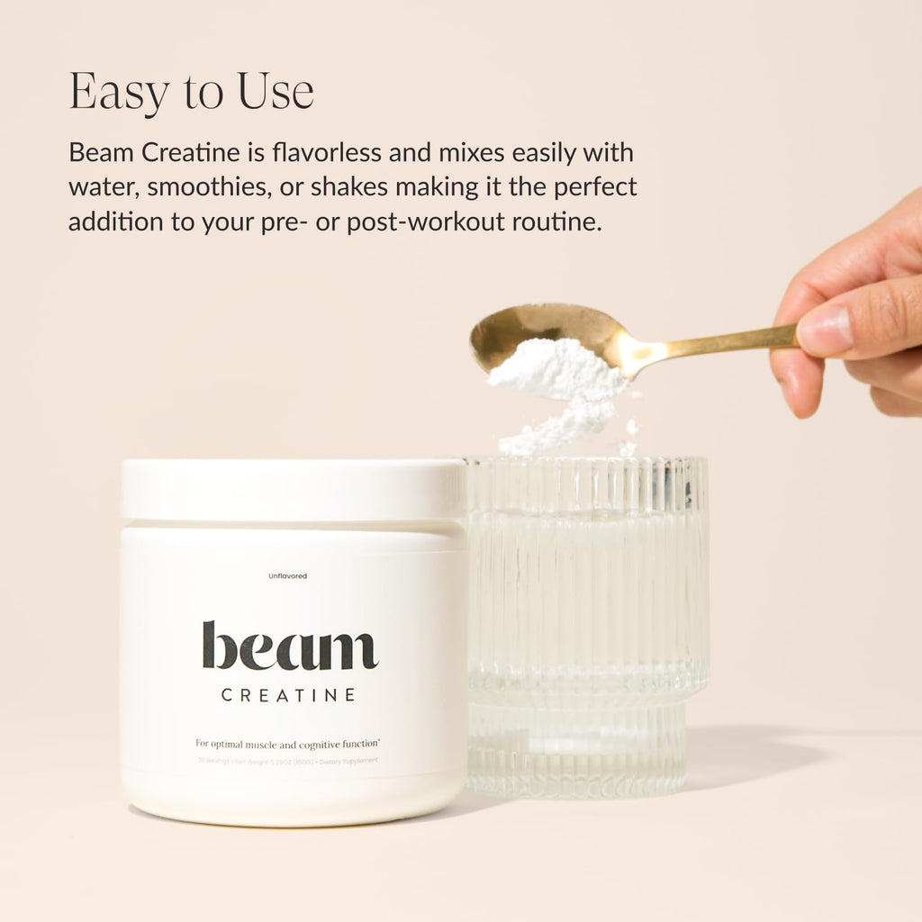 Beam Creatine Powder – Third-Party Tested, Micronized Creatine Monohydrate, Watermelon, 30 Servings