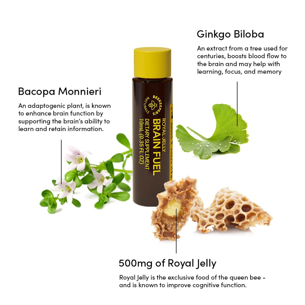BEEKEEPER'S NATURALS B.LXR Brain Fuel - Memory, Focus & Clarity (Caffeine-Free, Keto Friendly)