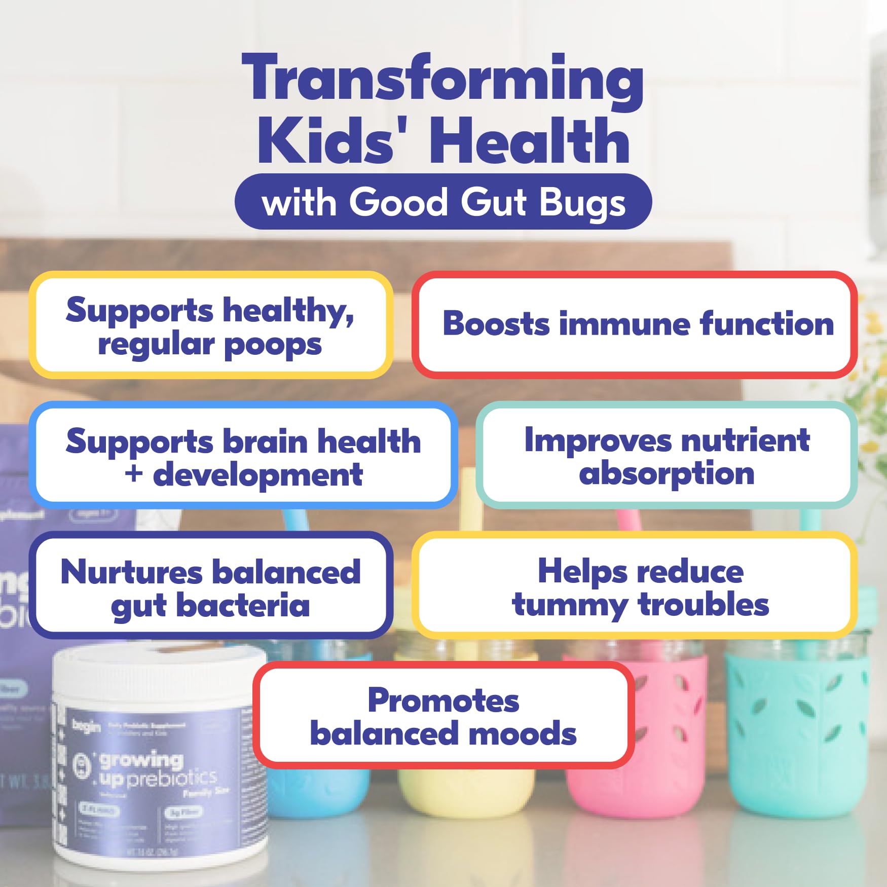 Begin Health Growing Up Prebiotics for Kids 84-Packs | Unflavored Soluble Powder for Digestive Comfort
