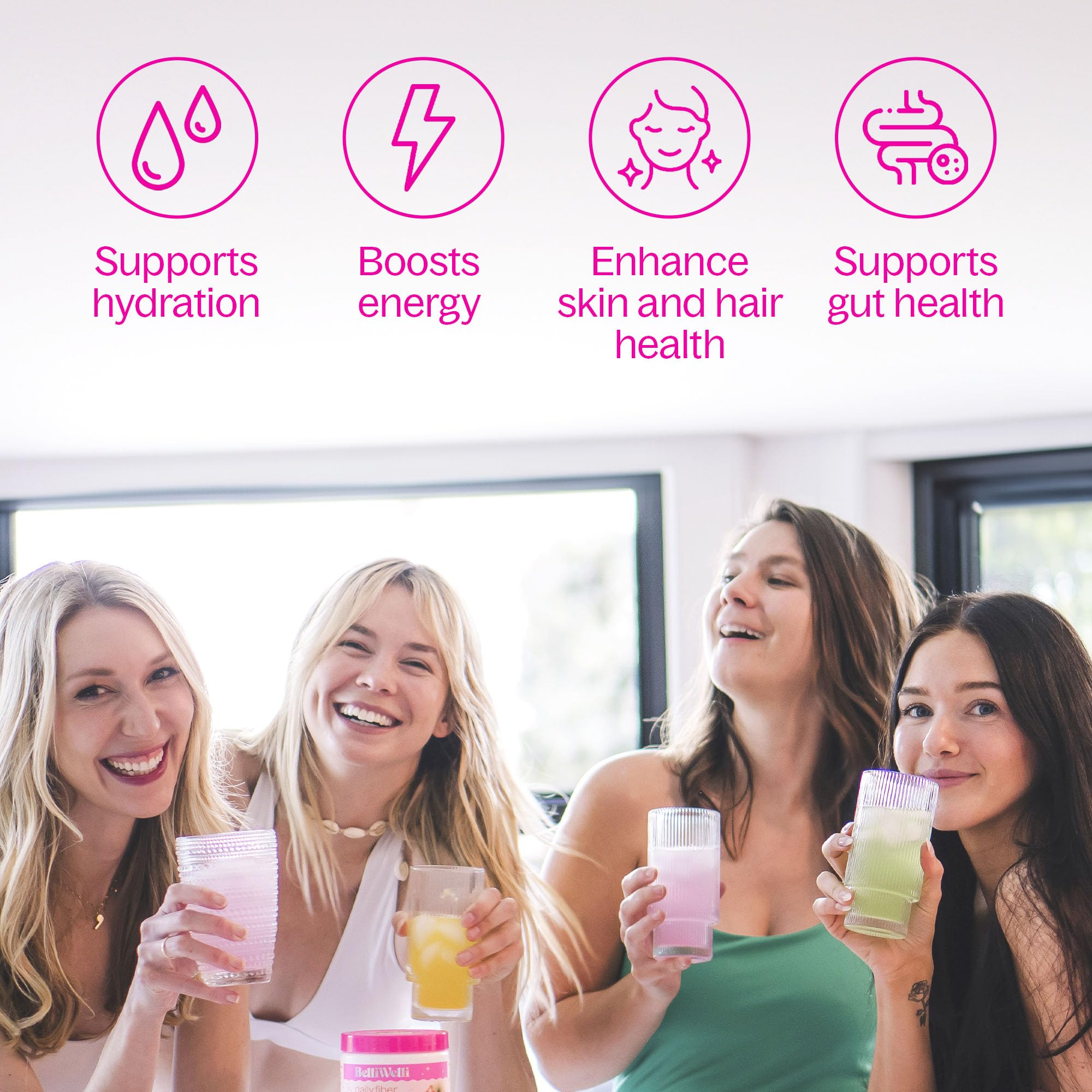 Belli Welli Daily Fiber Packets – Watermelon, Collagen, Probiotics & Electrolytes | 10 Count
